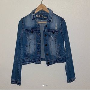 Distressed denim jacket